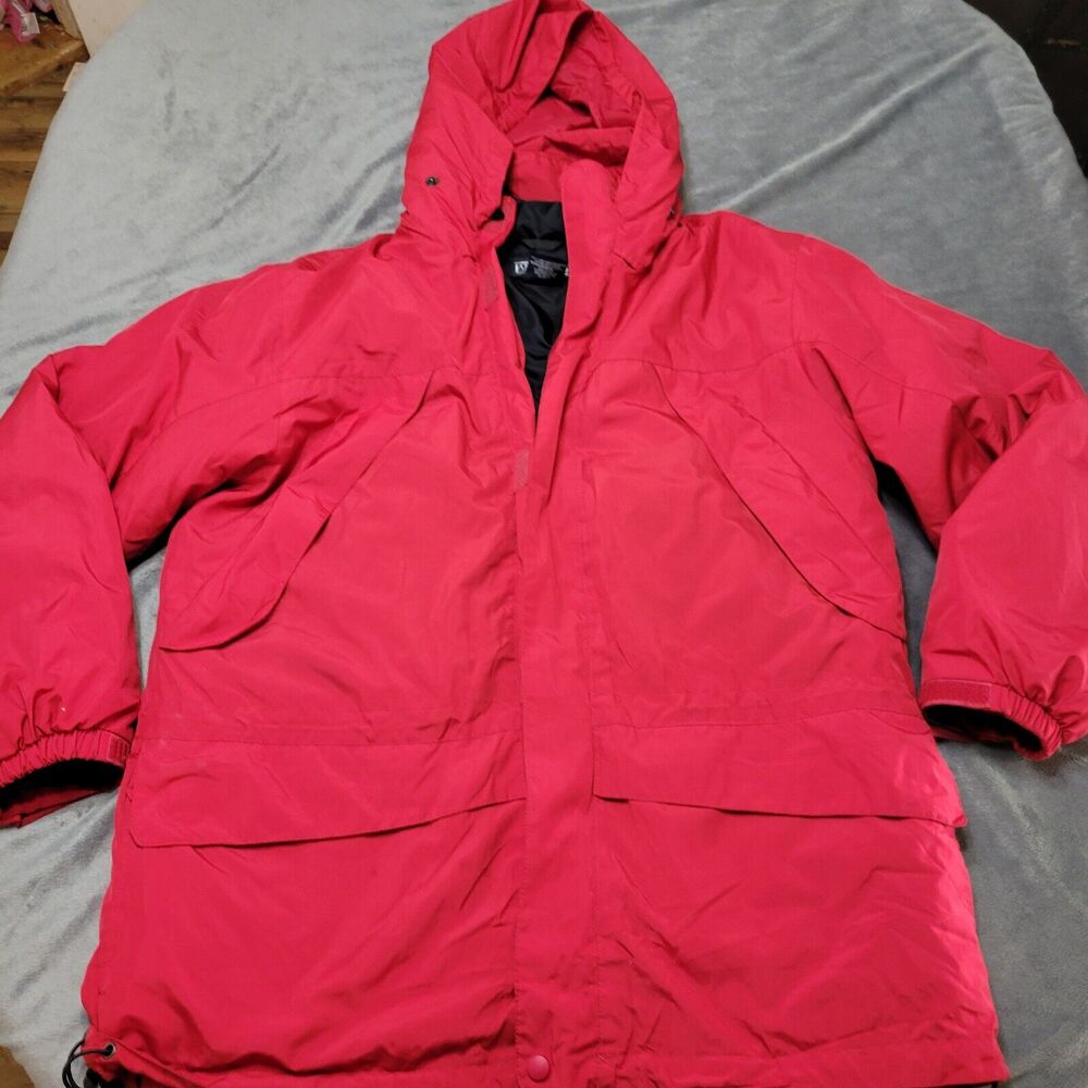 Lands End Jacket Men Medium Activewear Full Zip Mock Neck Mesh Lined Pocket Hood